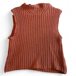 Cozy Knit Sleeveless Sweater in Coral
